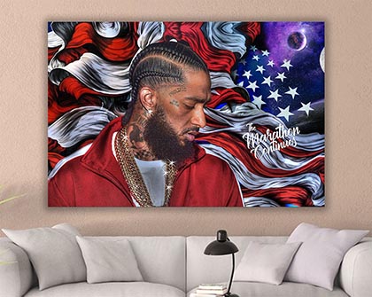 Nipsey Hussle With American Flag Art Poster
