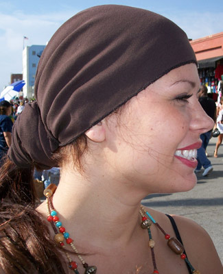 Brown Head Wrap on Smiling Girl